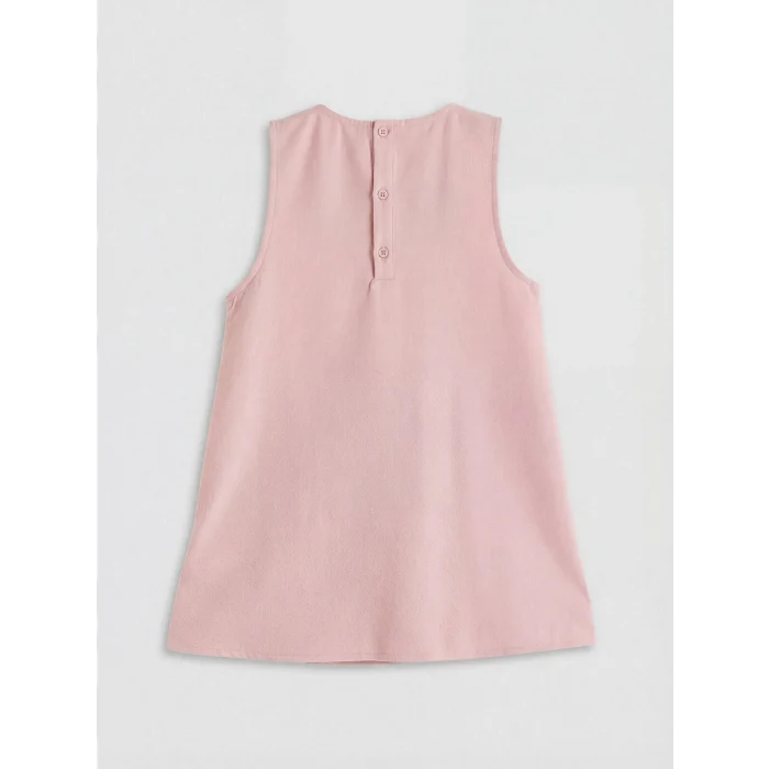 LCW Kids Pembe Bisiklet Yaka Kız Çocuk Taşlı Elbise ve Tişört