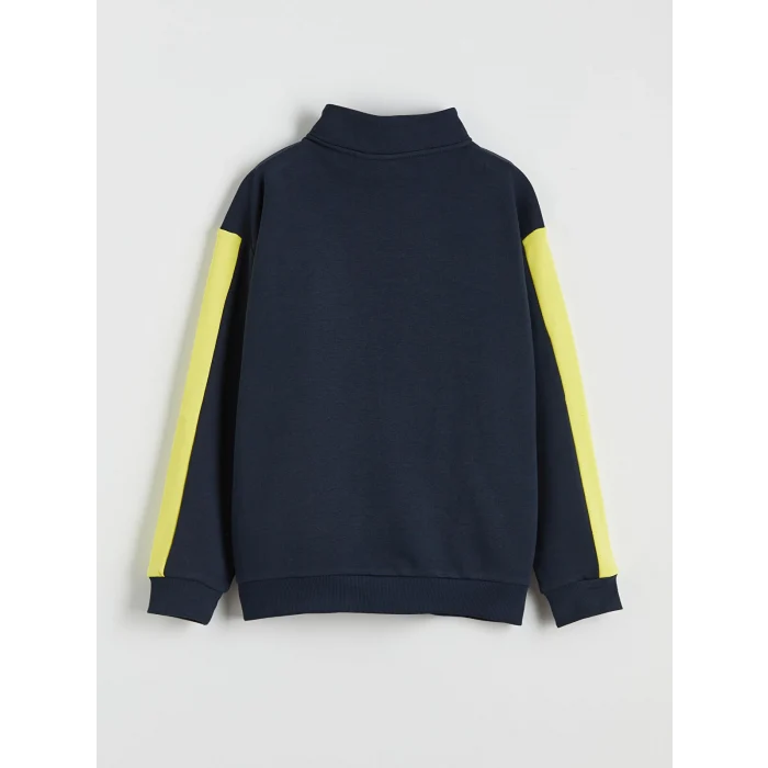 LCW Kids Lacivert Dik Yaka Fenerbahçe Baskılı Erkek Çocuk Fermuarlı Sweatshirt