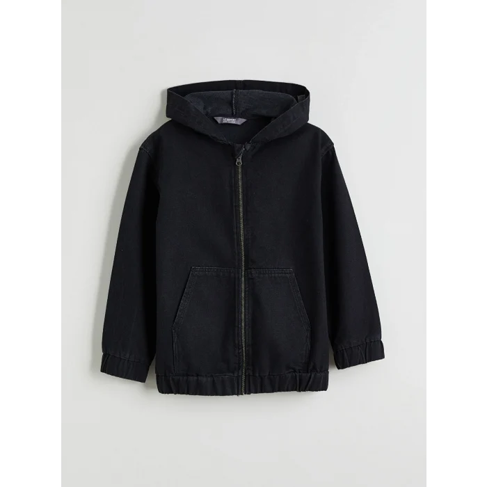 LCW Kids Siyah Kapüşonlu Erkek Çocuk Jean Ceket