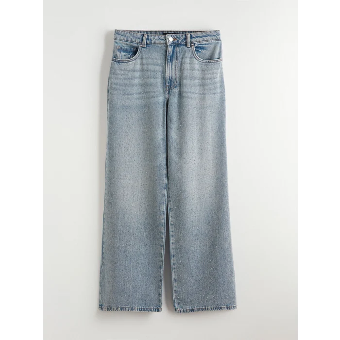XSIDE Mavi Taşlı Wideleg Kadın Jean Pantolon