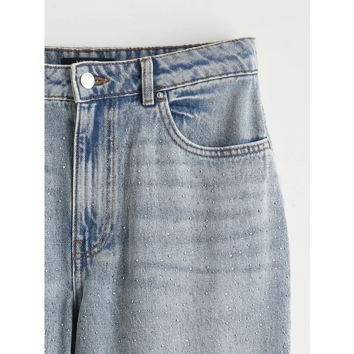 XSIDE Mavi Taşlı Wideleg Kadın Jean Pantolon