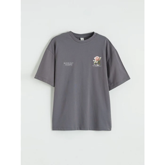 LCW Kids Gri Bisiklet Yaka San Francisco Baskılı Kız Çocuk Tişört