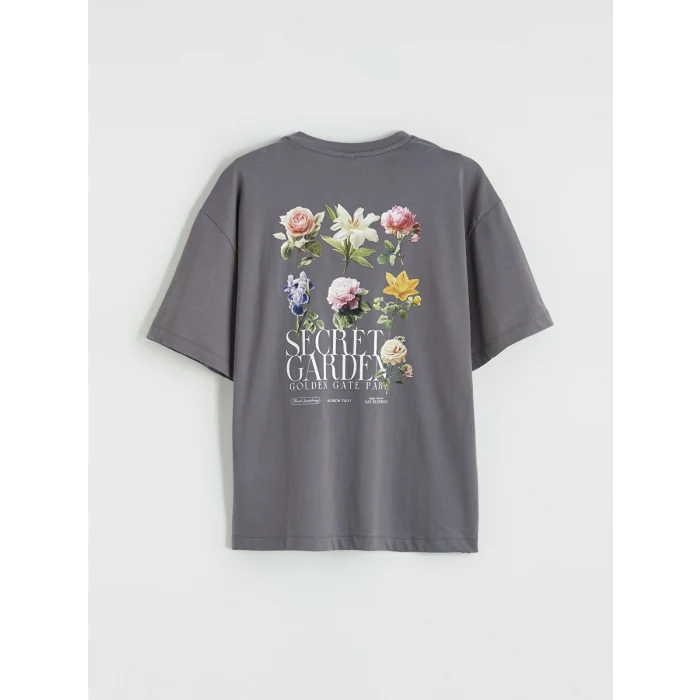 LCW Kids Gri Bisiklet Yaka San Francisco Baskılı Kız Çocuk Tişört