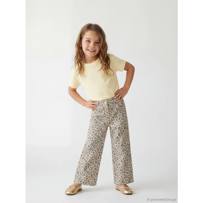 LCW Kids Yeşil Standart Kalıp Kız Çocuk Gabardin Pantolon