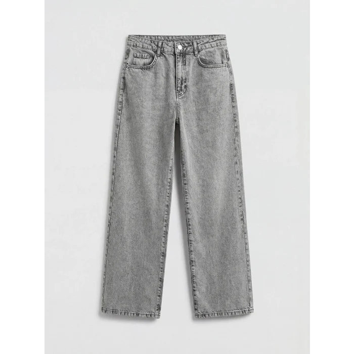 LCW Kids Karışık Wideleg Fiyonk Nakışlı Kız Çocuk Jean Pantolon