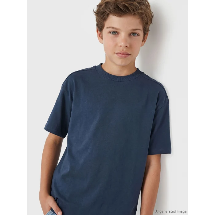 LCW Kids Lacivert Bisiklet Yaka Erkek Çocuk Tişört