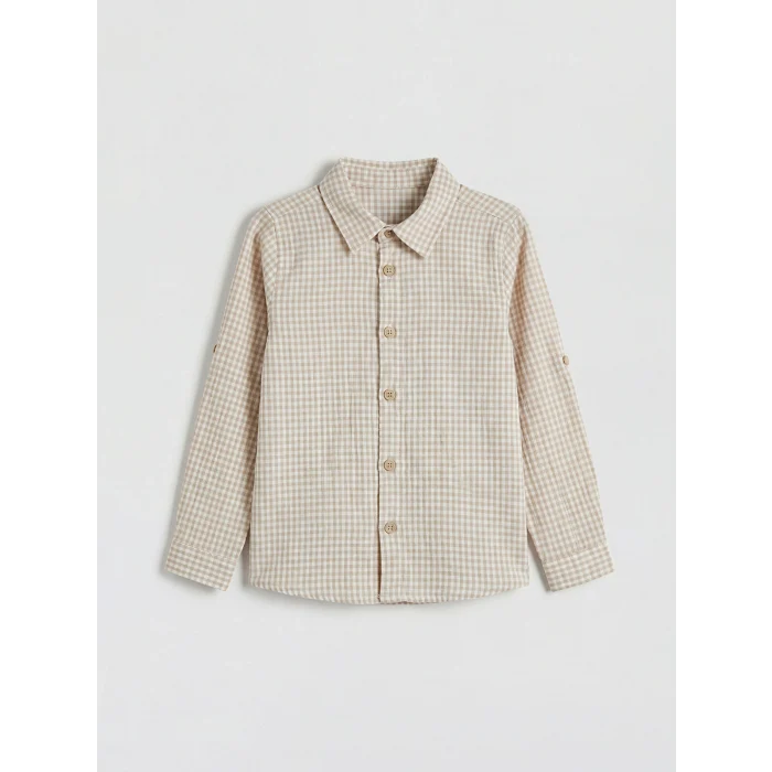 LCW Kids Bej Ekose Erkek Çocuk Gömlek