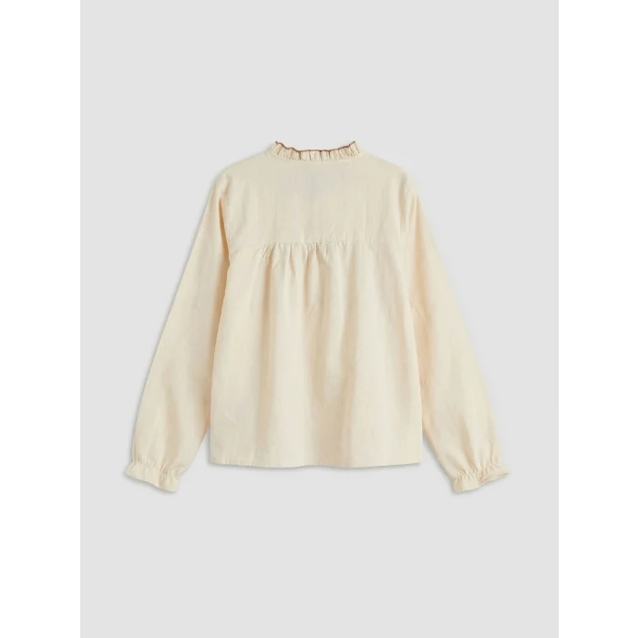 LCW Kids Ekru Fırfırlı Hakim Yaka Kız Çocuk Gömlek