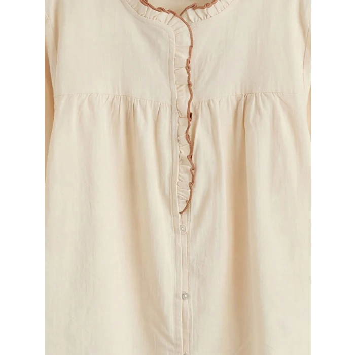 LCW Kids Ekru Fırfırlı Hakim Yaka Kız Çocuk Gömlek