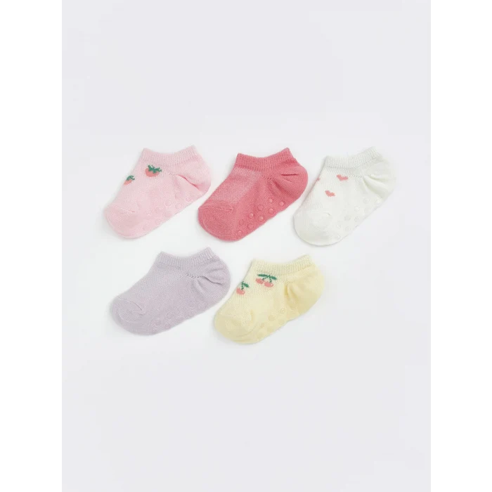 LCW Kids Pembe Kız Bebek Kaydırmaz Tabanlı Patik Çorap 5li