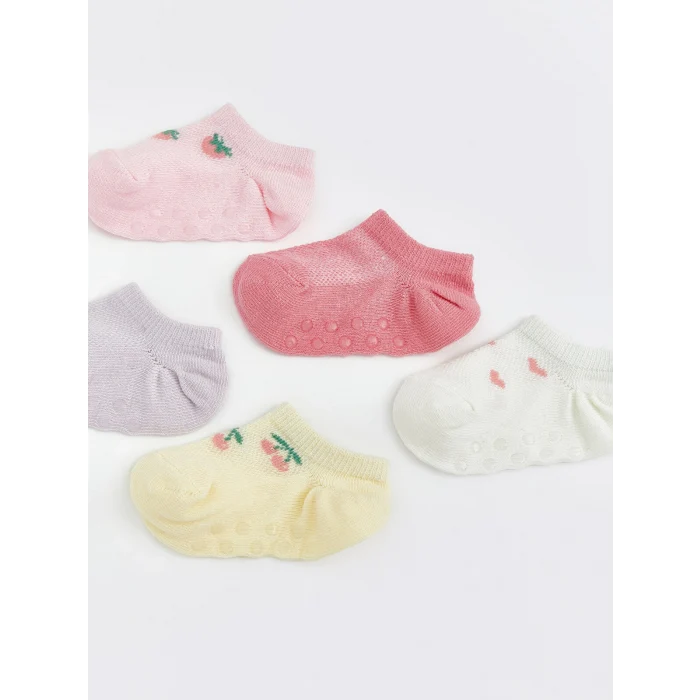 LCW Kids Pembe Kız Bebek Kaydırmaz Tabanlı Patik Çorap 5li