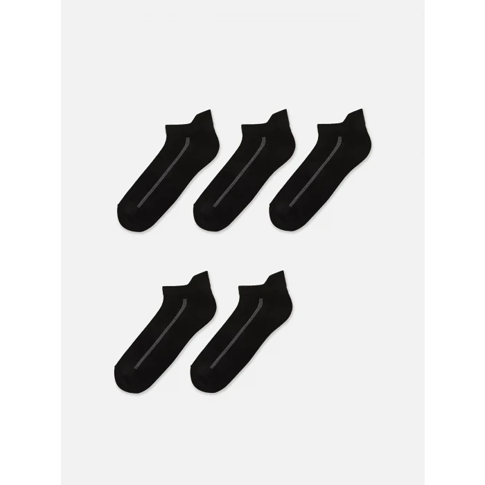 LCW ACCESSORIES Siyah Şerit Desenli Erkek Patik Çorap 5li