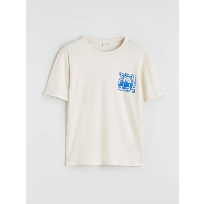 LCW Kids Bej Baskılı Erkek Çocuk Tişört