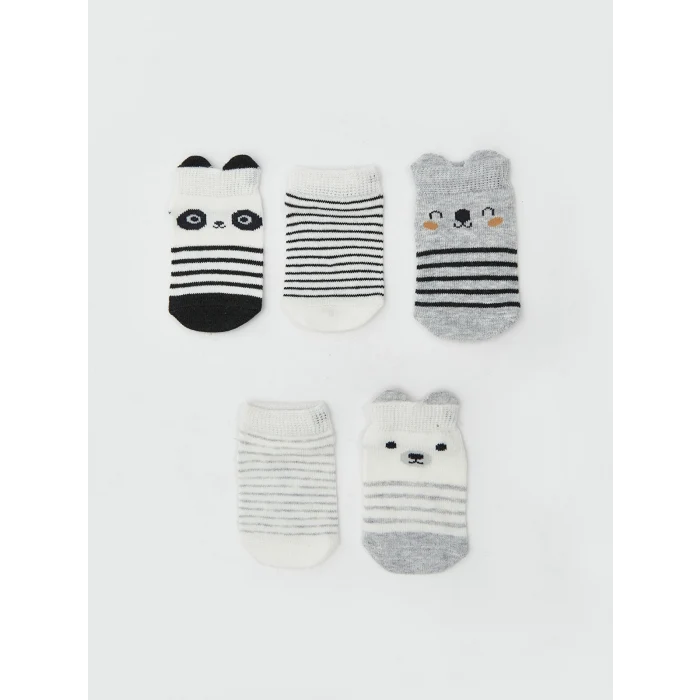 LCW baby Ekru Desenli Erkek Bebek Patik Çorap 5li