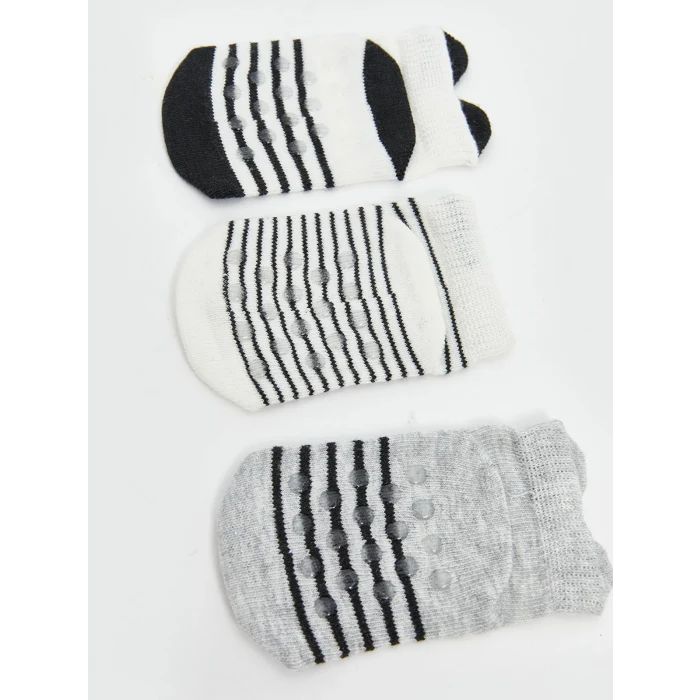 LCW baby Ekru Desenli Erkek Bebek Patik Çorap 5li