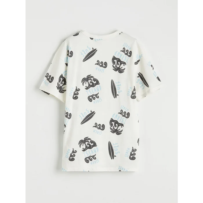 LCW Kids Ekru Erkek Çocuk Baskılı Tişört