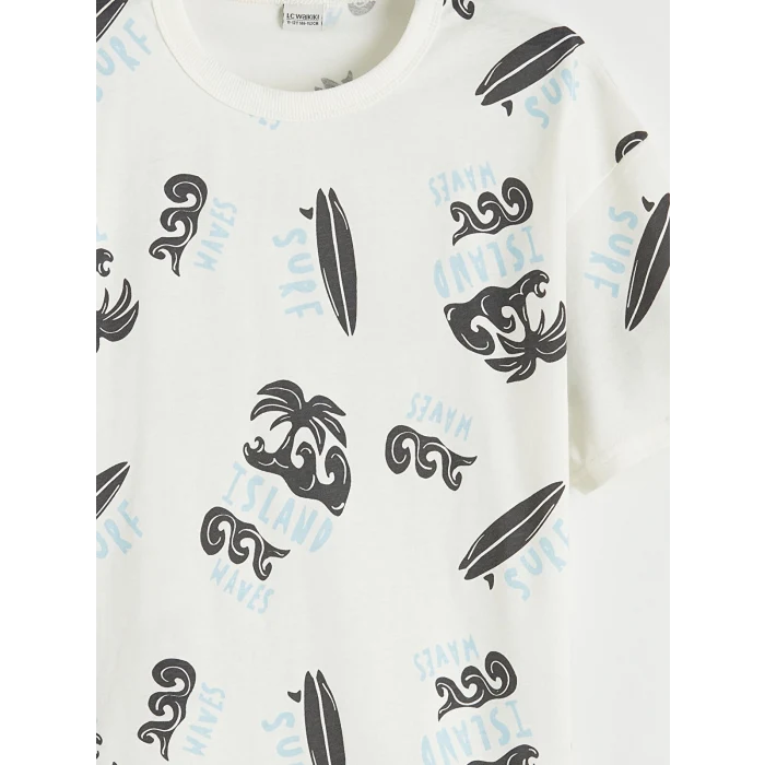LCW Kids Ekru Erkek Çocuk Baskılı Tişört