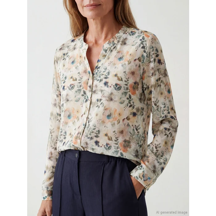 LCW Grace Karışık Kaçık Yaka Çiçekli Bluz