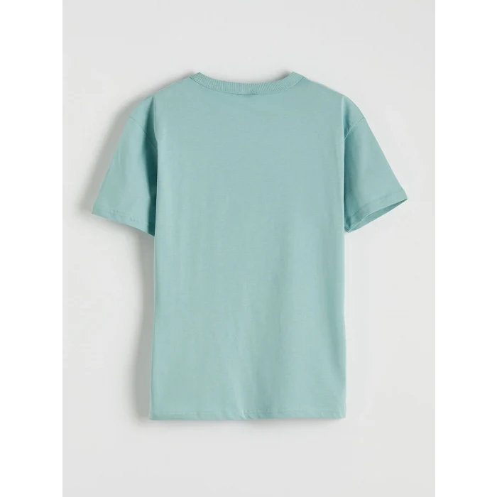 LCW Kids Yeşil Bisiklet Yaka Baskılı Erkek Çocuk Tişört