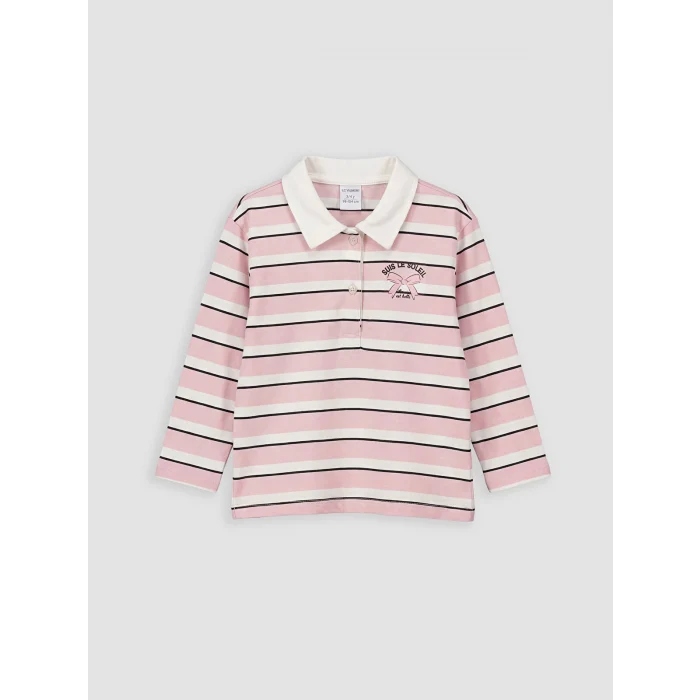 LCW baby Ekru Polo Yaka Kız Bebek Bluz ve Tayt Pantolon