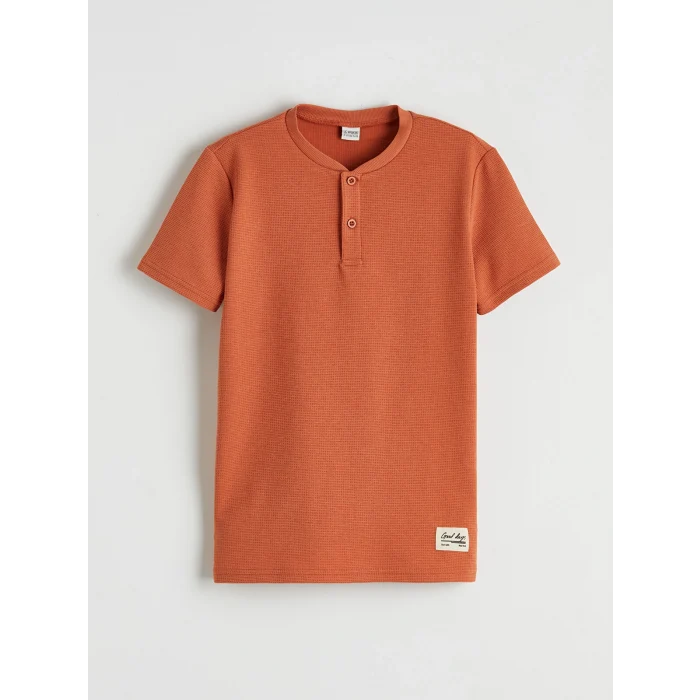 LCW Kids Turuncu Bisiklet Yaka Erkek Çocuk Tişört