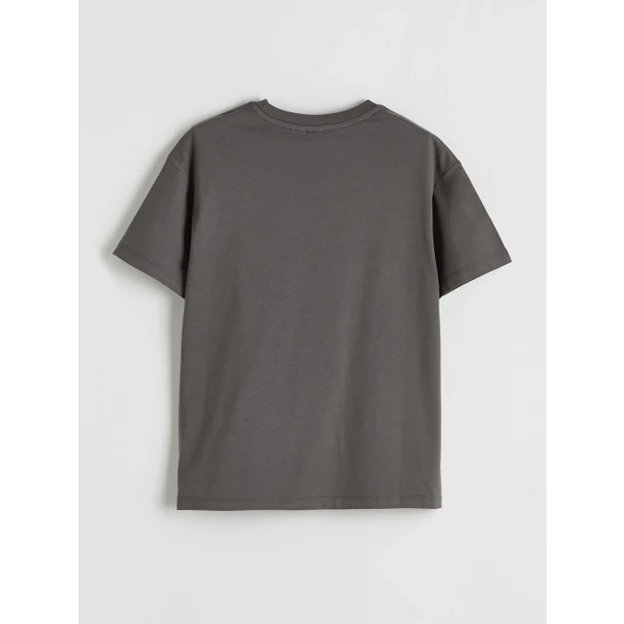 LCW Kids Gri Bisiklet Yaka Mimi ve Neko Baskılı Kız Çocuk Tişört