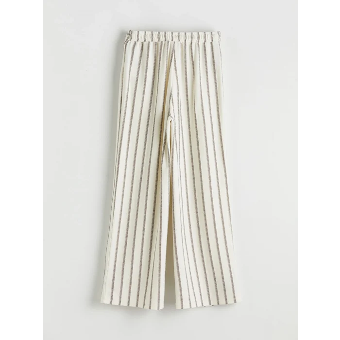 LCW Kids Kahverengi Çizgili Geniş Paça Kız Çocuk Pantolon