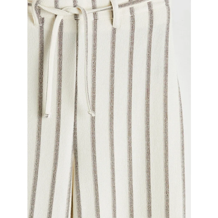 LCW Kids Kahverengi Çizgili Geniş Paça Kız Çocuk Pantolon