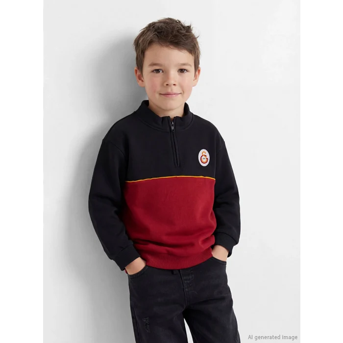 LCW Kids Kırmızı Galatasaray Baskılı Erkek Çocuk Kalın Sweatshirt