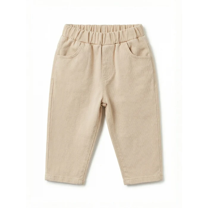 LCW baby Ekru Fırfırlı Kız Bebek Gabardin Bluz ve Pantolon