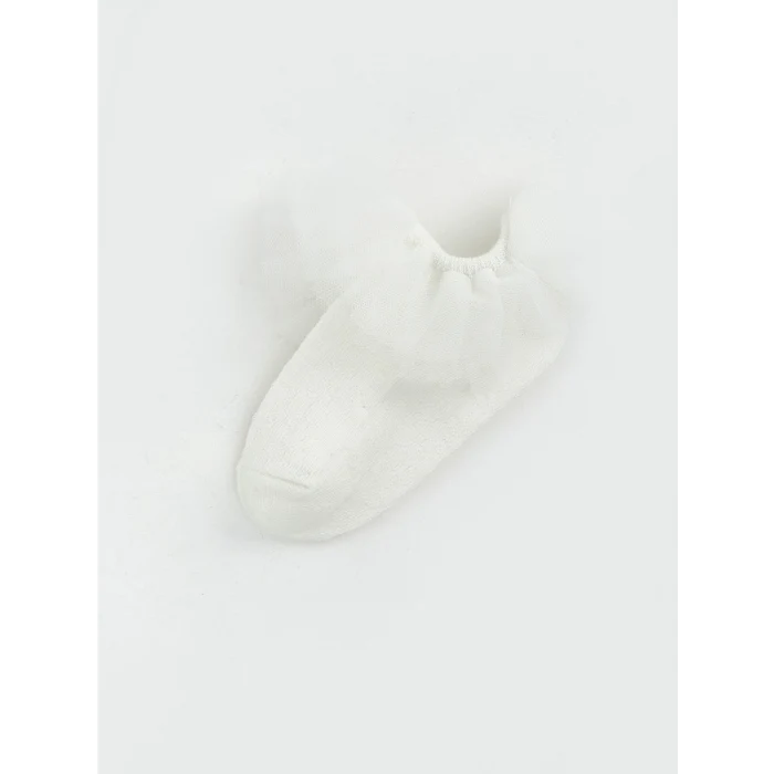 LCW baby Beyaz Dantel Detaylı Kız Bebek Patik Çorap