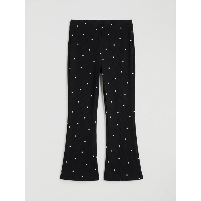 LCW Kids Siyah İspanyol Paça Kız Çocuk Fitilli Tayt