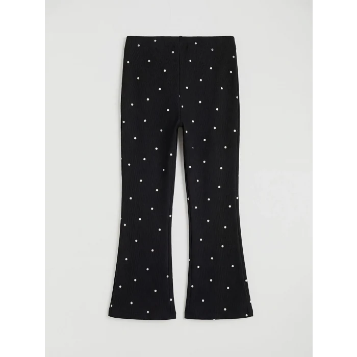 LCW Kids Siyah İspanyol Paça Kız Çocuk Fitilli Tayt