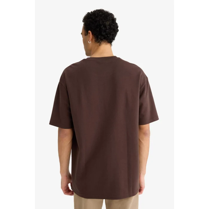 Defacto F8097AXBN192 Kahve Nefes Alabilen Boxy Fit Baskılı Tişört