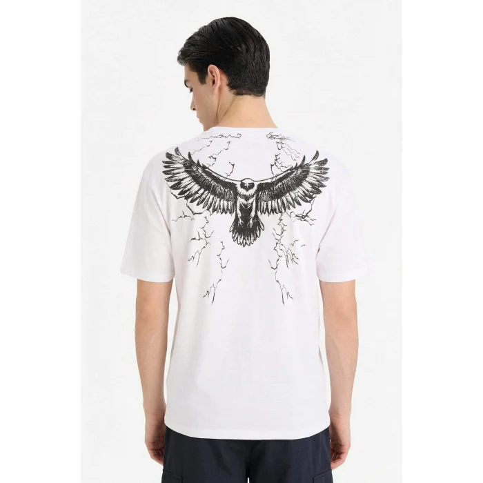 Defacto F8170AXWT34 Beyaz %100 Pamuk Boxy Fit Baskılı Tişört