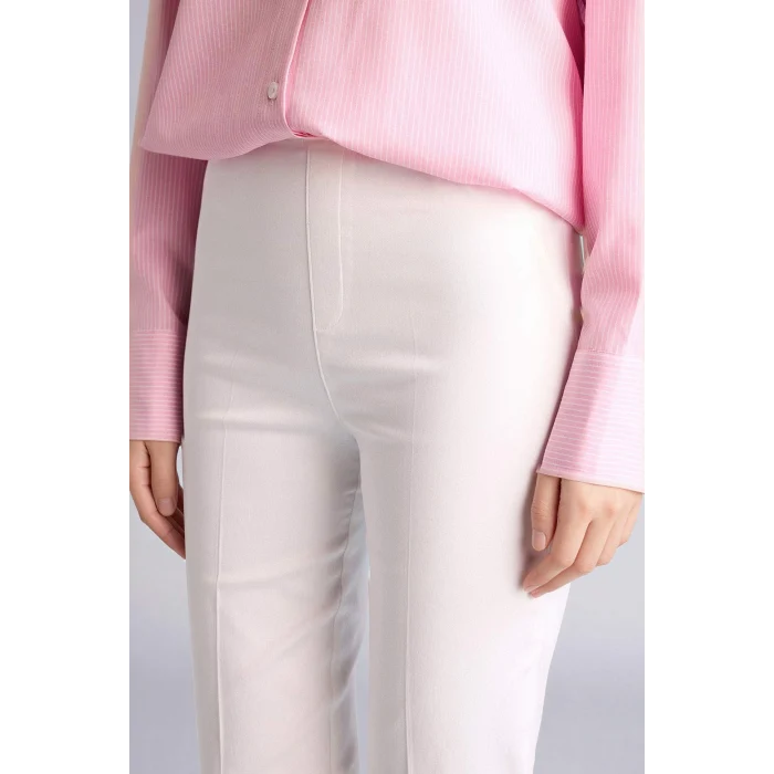 Defacto J8743AZWT34 Beyaz Sigaret Normal Bel Düz Paça Saten Pantolon