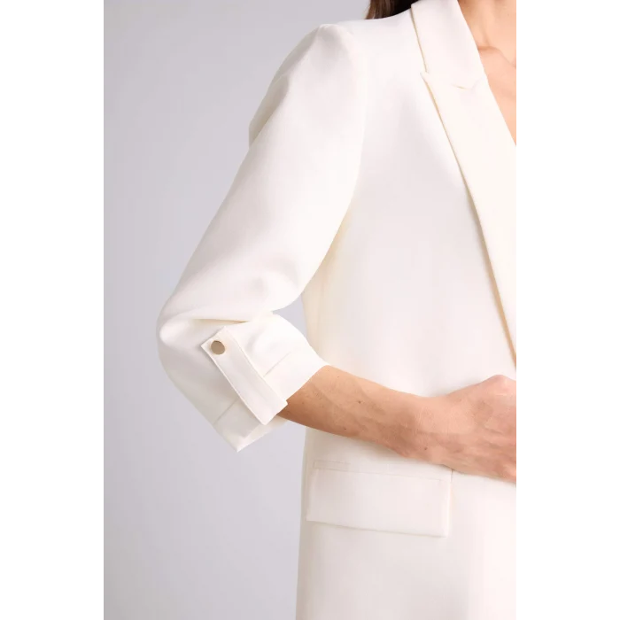 Defacto C3215AXWT16 Beyaz Oversıze Ceket Yaka Basic Blazer Ceket