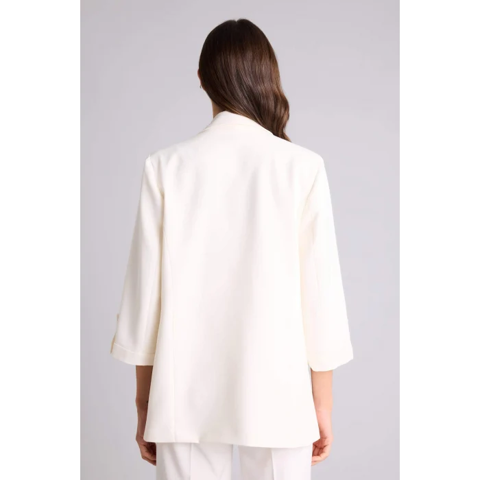 Defacto C3215AXWT16 Beyaz Oversıze Ceket Yaka Basic Blazer Ceket
