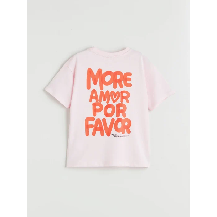 LCW Kids Pembe Bisiklet Yaka Kız Çocuk Tişört