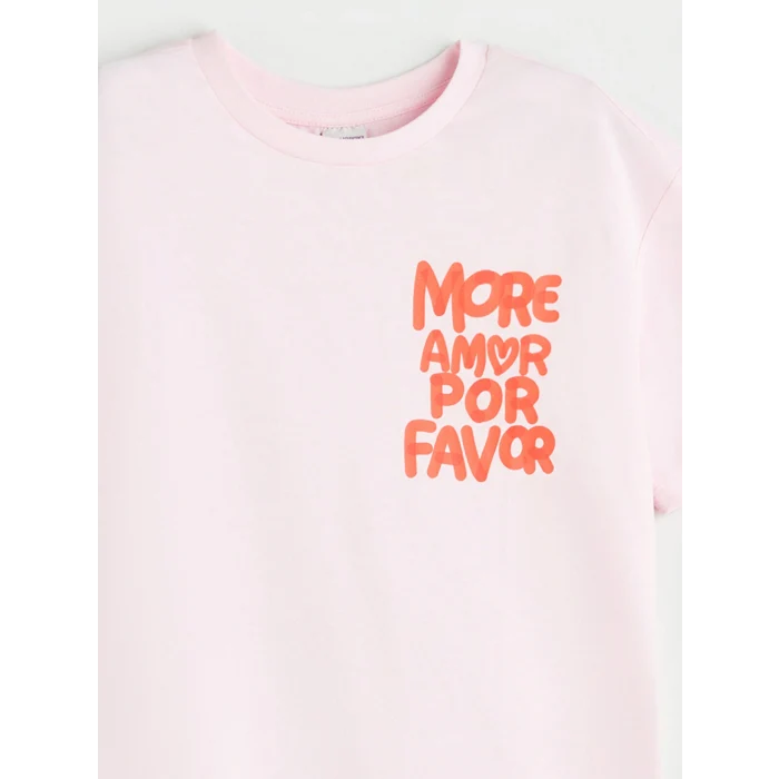 LCW Kids Pembe Bisiklet Yaka Kız Çocuk Tişört