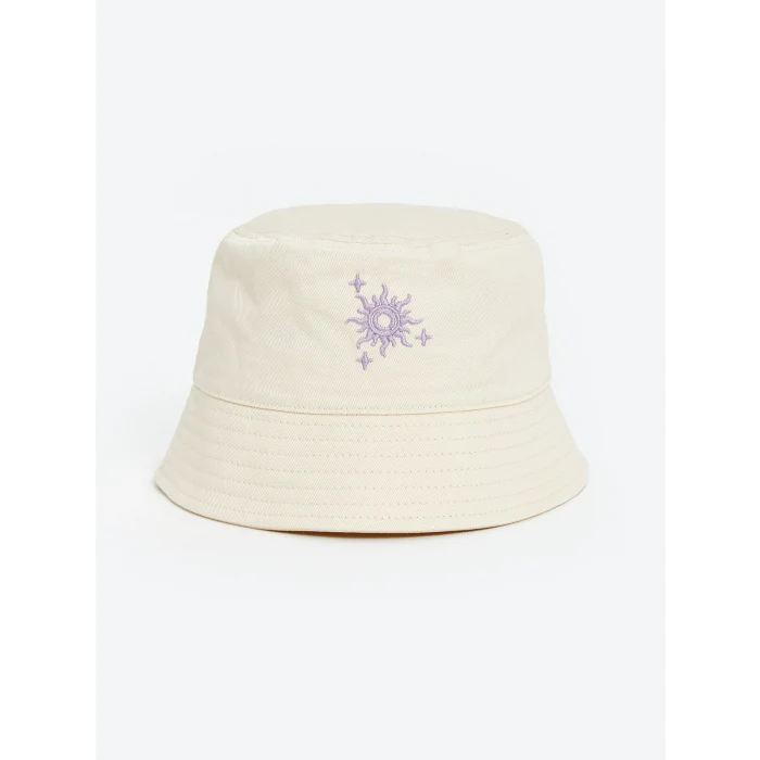 LCW ACCESSORIES Ekru Nakışlı Kız Çocuk Bucket Şapka