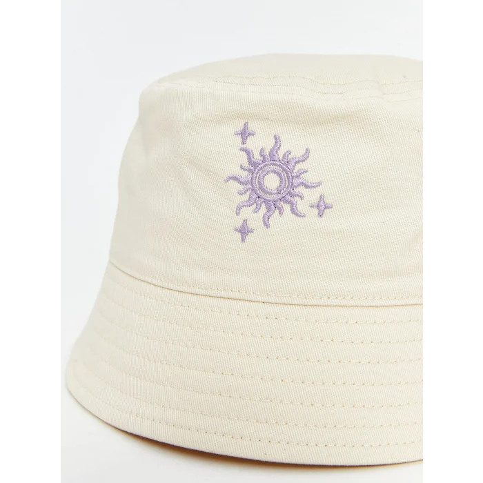 LCW ACCESSORIES Ekru Nakışlı Kız Çocuk Bucket Şapka