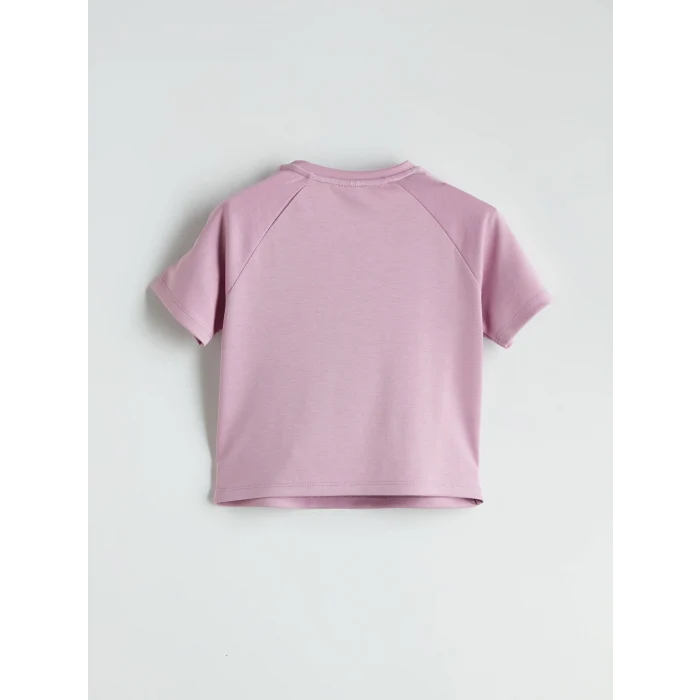 LCW Kids Lila Bisiklet Yaka Soft Touch Kız Çocuk Tişört