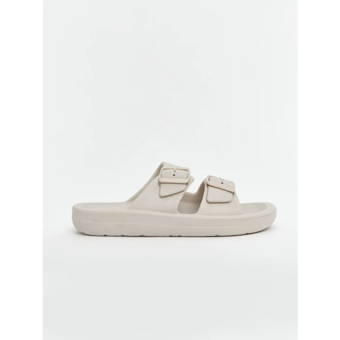 LCW STEPS Bej Çift Bantlı Kız Çocuk Terlik