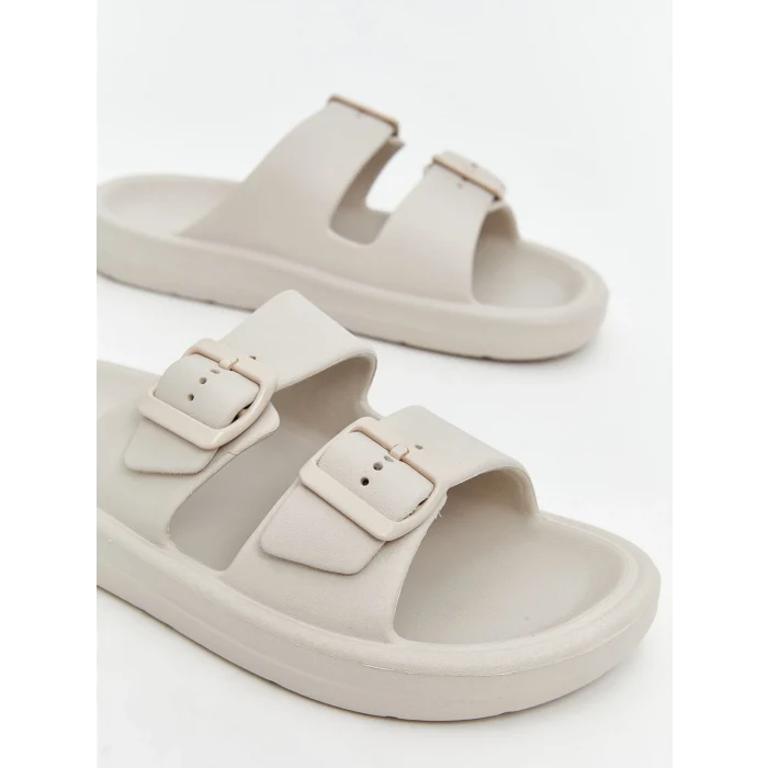 LCW STEPS Bej Çift Bantlı Kız Çocuk Terlik