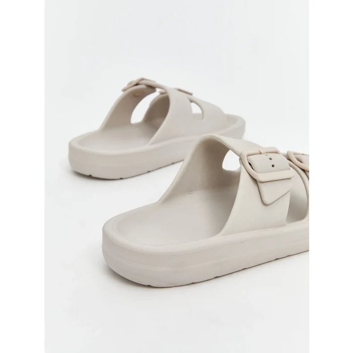 LCW STEPS Bej Çift Bantlı Kız Çocuk Terlik