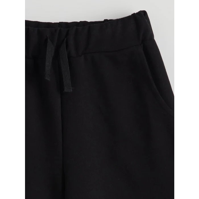 LCW Kids Siyah Beli Lastikli Kız Çocuk Şort