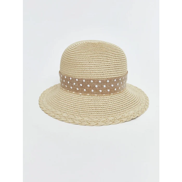 LCW ACCESSORIES Bej Kız Çocuk Hasır Şapka