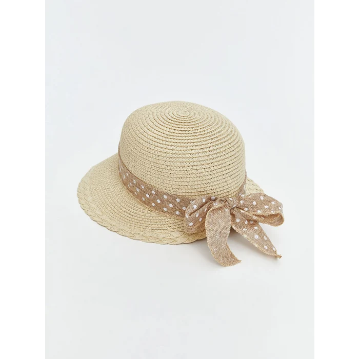 LCW ACCESSORIES Bej Kız Çocuk Hasır Şapka