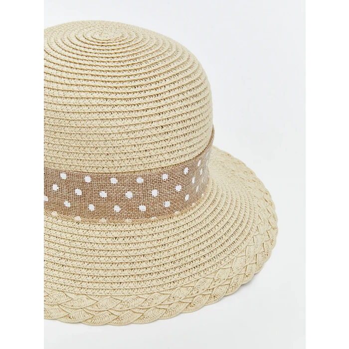 LCW ACCESSORIES Bej Kız Çocuk Hasır Şapka